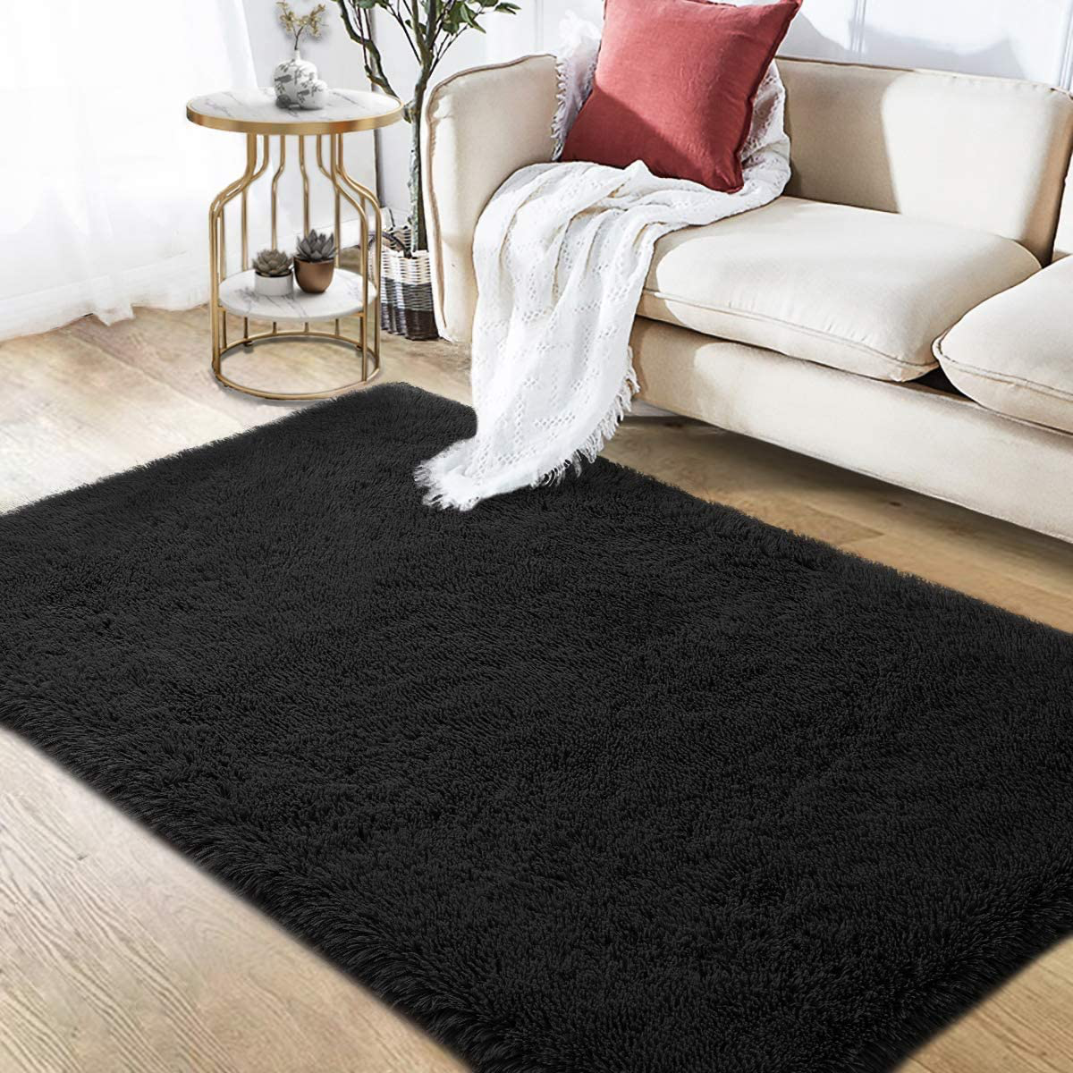 Area Rugs for Living Room Super Soft Floor Fluffy Carpet Natural Comfy Thick Fur Mat Princess Girls Room Rug (2X3 Feet, Light Grey)