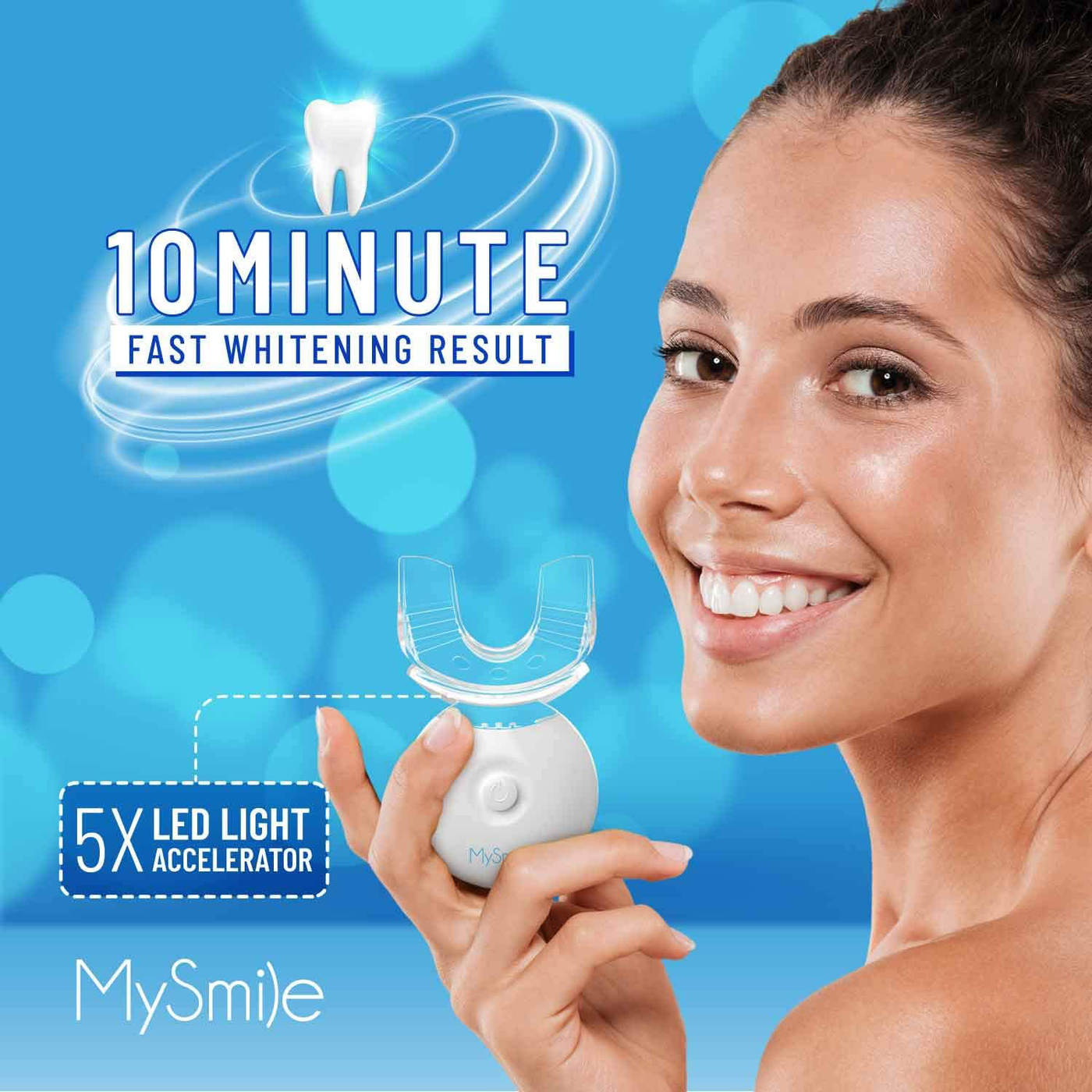 MySmile Teeth Whitening Kit with LED Light, 10 Min Non-Sensitive Fast Teeth Whitener with 3 Carbamide Peroxide Teeth Whitening Gel, Helps to Remove Stains from Coffee, Smoking, Wines, Soda, Food