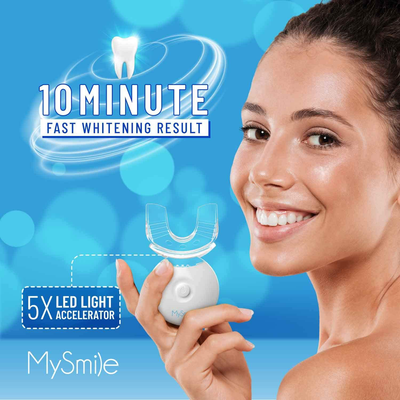 MySmile Teeth Whitening Kit with LED Light, 10 Min Non-Sensitive Fast Teeth Whitener with 3 Carbamide Peroxide Teeth Whitening Gel, Helps to Remove Stains from Coffee, Smoking, Wines, Soda, Food