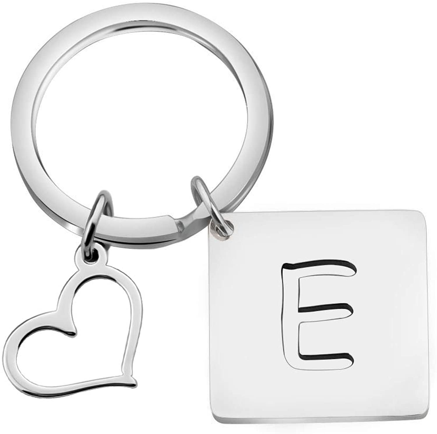 bobauna Stainless Steel Cut Out Alphabet Initial Letter Keychain Key Ring Personalized Gift