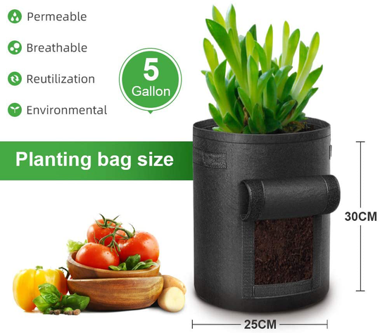 Potato Grow Bags Fabric Pots  with Flap Window and Handles