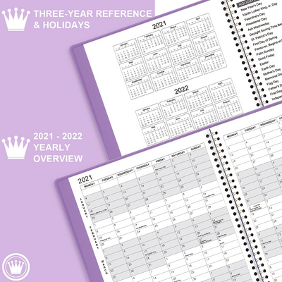 2021-2022 Monthly Planner + Calendar With Tabs And Twin Wire Binding