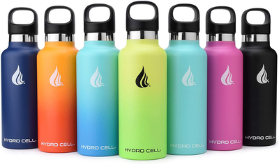 Hydro Cell Stainless Steel Water Bottle with Straw & Standard Mouth Lids (32oz 24oz 20oz 16oz) - Keeps Liquids Hot or Cold with Double Wall Vacuum Insulated Sweat Proof Sport Design (White 20oz)