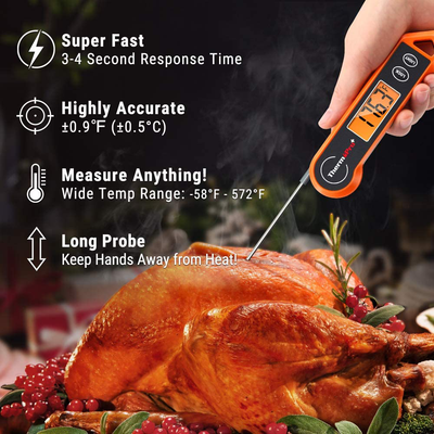 ThermoPro TP19H Waterproof Digital Meat Thermometer for Grilling with Ambidextrous Backlit and Motion Sensing Kitchen Cooking Food Thermometer for BBQ Grill Smoker Oil Fry Candy Thermometer