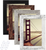 8x10 Picture Frame Distressed Farmhouse Wood Pattern Set of 4 with Tempered Glass,Display Pictures 5x7 with Mat or 8x10 Without Mat, Horizontal and Vertical Formats for Wall and Table Mounting