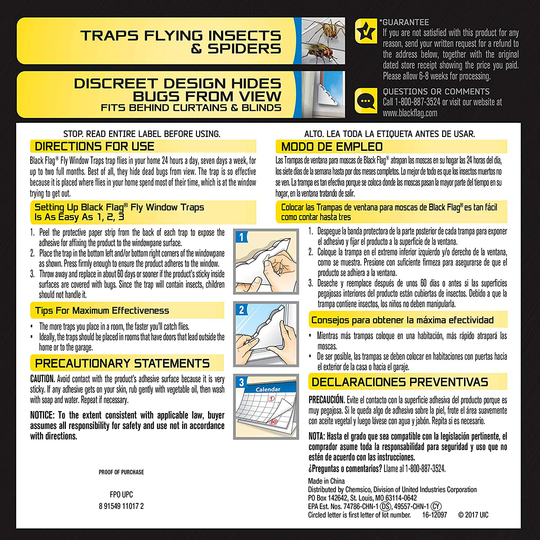 Black Flag 11017 HG-11017 Fly Window Trap, 4-count, Clear