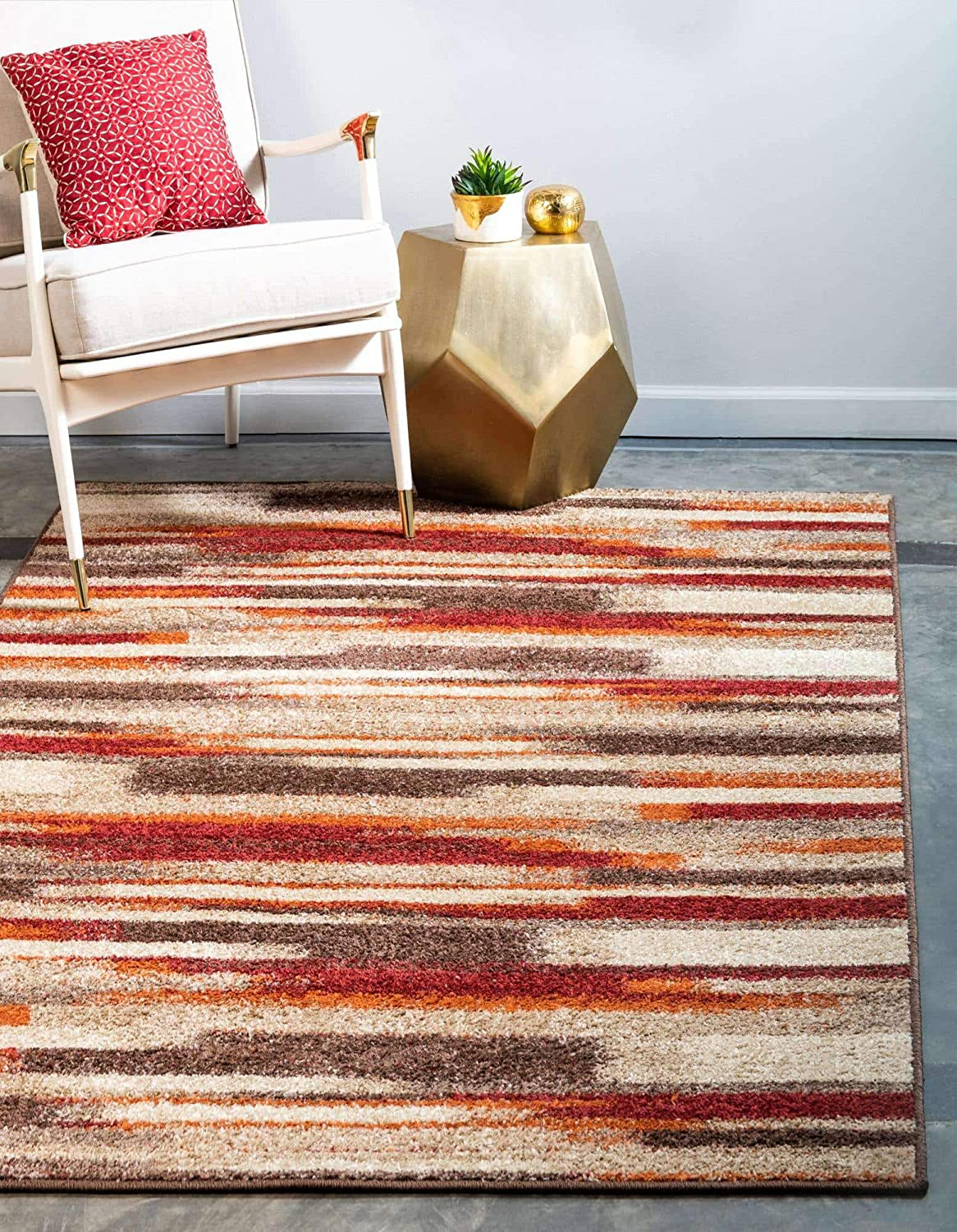 Unique Loom Autumn Collection Gradient Casual Warm Toned Area Rug, 5 x 8 Feet, Beige/Dark Brown