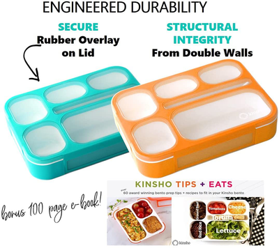 6 Compartment Lunch Boxes. Bento Box Lunchbox Snack Containers for Kids, Boys Girls Adults. School Daycare Meal Planning Portion Control Container. Leakproof BPA-Free Set of 2 Blue & Pink Kits