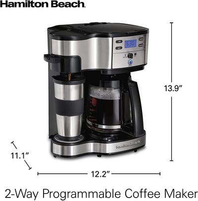 Hamilton Beach 2-Way Brewer Coffee Maker, Single-Serve and 12-Cup Pot, White (49933)