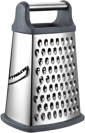 Spring Chef Professional Box Grater, Stainless Steel with 4 Sides, Best for Parmesan Cheese, Vegetables, Ginger, XL Size, Gray
