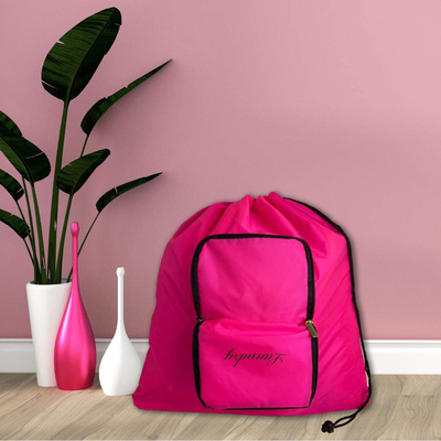 Travel Fanatics Travel Essentials Waterproof Travel Laundry Bag for Dirty Clothes Bag for Traveling with Zipper and Drawstring, Travel Laundry Bags for Dirty Clothes, Travel Accessories - Pink