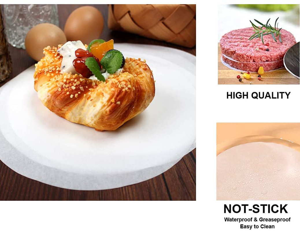 4 Inch Air Fryer Parchment Round Paper, Non-porous No-stick Air Fryer Liners, Air Fryer Paper Suitable for Baking Grilling Steaming Bread Cup Cake Cookie Use for Separating Frozen Patty, Set of 100
