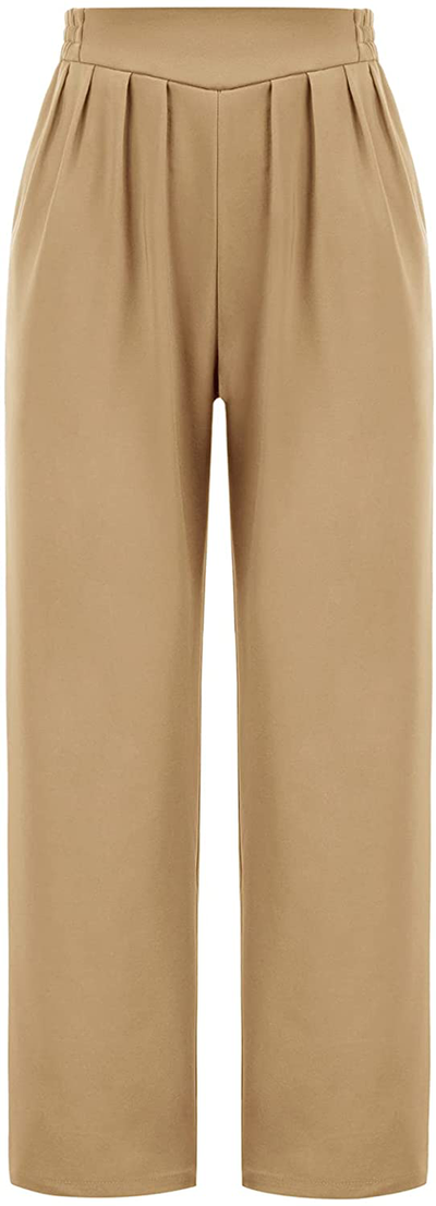 GRACE KARIN Women's Casual Work Cropped Pant Pocket High Waist Button Trouser Pants