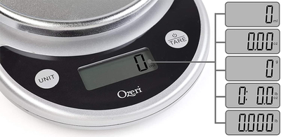 Ozeri ZK14-AB Pronto Digital Multifunction Kitchen and Food Scale, Standard, Silver On Black