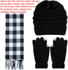 Aneco Winter Warm Knitted Scarf Beanie Hat and Gloves Set Men & Women's Soft Stretch Hat Scarf and Mitten Set