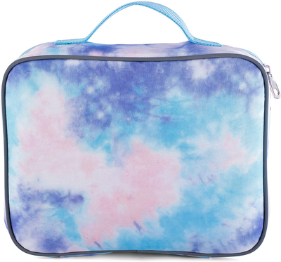 Fenrici Tie Dye Lunch Box for Girls, Teens, Women, Kids, Insulated Lunch Bag, Soft Sided Compartments, Spacious, BPA Free, Food Safe, 10.8in x 9.2in x 3.8in (Pastel Pink Tie Dye)
