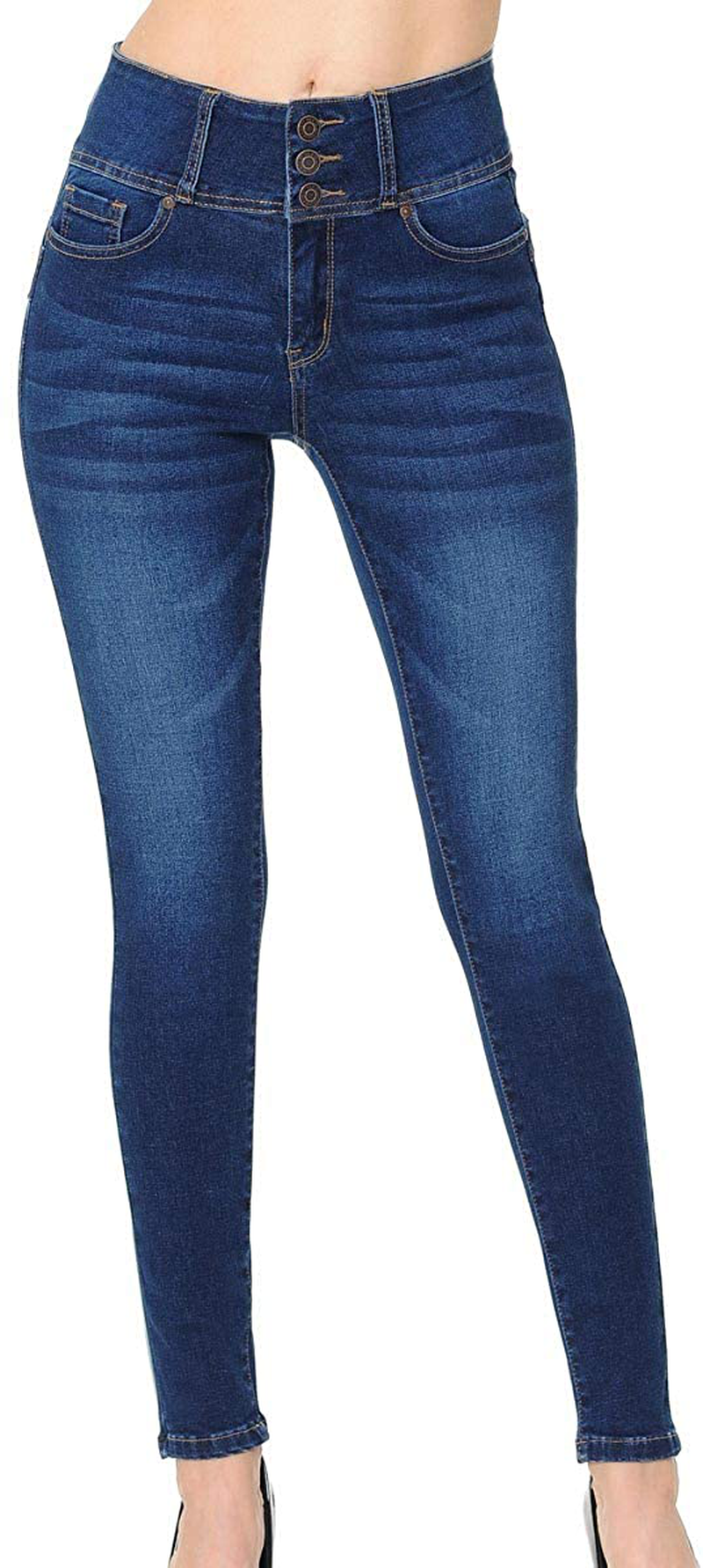 Wax Women's Juniors 'Butt I Love You' Push-Up High-Rise 3 Button Skinny Jeans