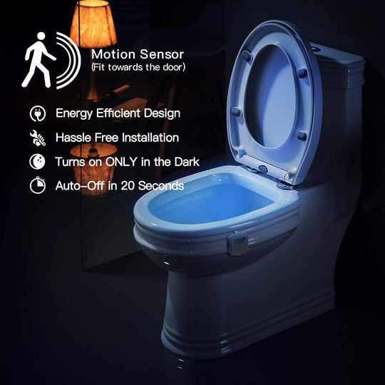 TekSky 16-Color Toilet Night Light, Motion Sensor LED Toilet Bowl Nightlight with IP67 Waterpfroof Design, Perfectly for Bathroom and Gift Idea
