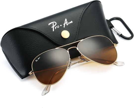 Pro Acme Classic Aviator Sunglasses for Men Women 100% Real Glass Lens