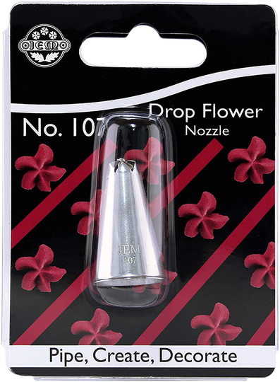 JEM EM Drop Flower Piping Nozzle Cake Decorating Tip #107, Standard, Silver