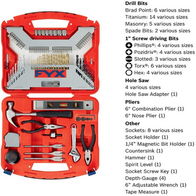 All-in-one Household Drill and Drive Set With Hand Tools