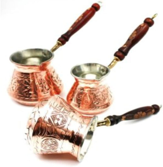 Turkish Coffee Pot, traditional coffee Maker, Hammered Copper Coffee Cezve, Small Pot, Stove Top Coffee Maker (300 ml (10.14 oz))