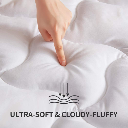 SLEEP ZONE Quilted Mattress Pad Cover King Cooling Fluffy Soft Topper Upto 21 inch Pocket, White, King