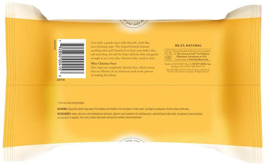 Burt's Bees Baby Chlorine-Free Wipes, 72 Count (Pack of 1) - Packaging May Vary