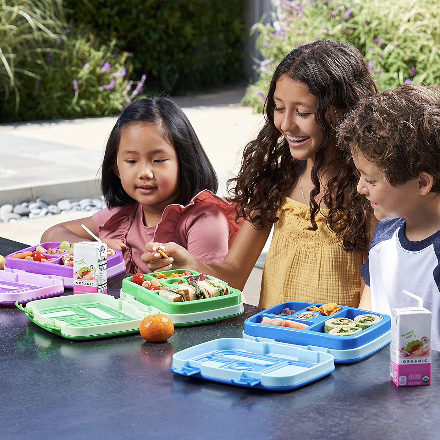 Bentgo Kids Children’s Lunch Box - Leak-Proof, 5-Compartment Bento-Style Kids Lunch Box - Ideal Portion Sizes for Ages 3 to 7 - BPA-Free, Dishwasher Safe, Food-Safe Materials (Purple)