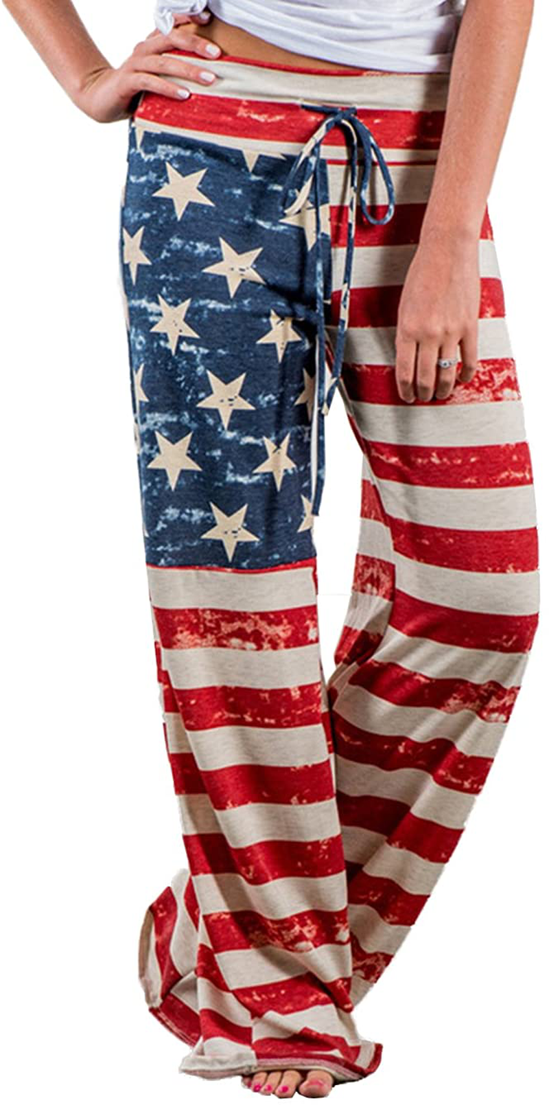 Women's Comfy Stretch Drawstring Palazzo Wide Leg Lounge Pants