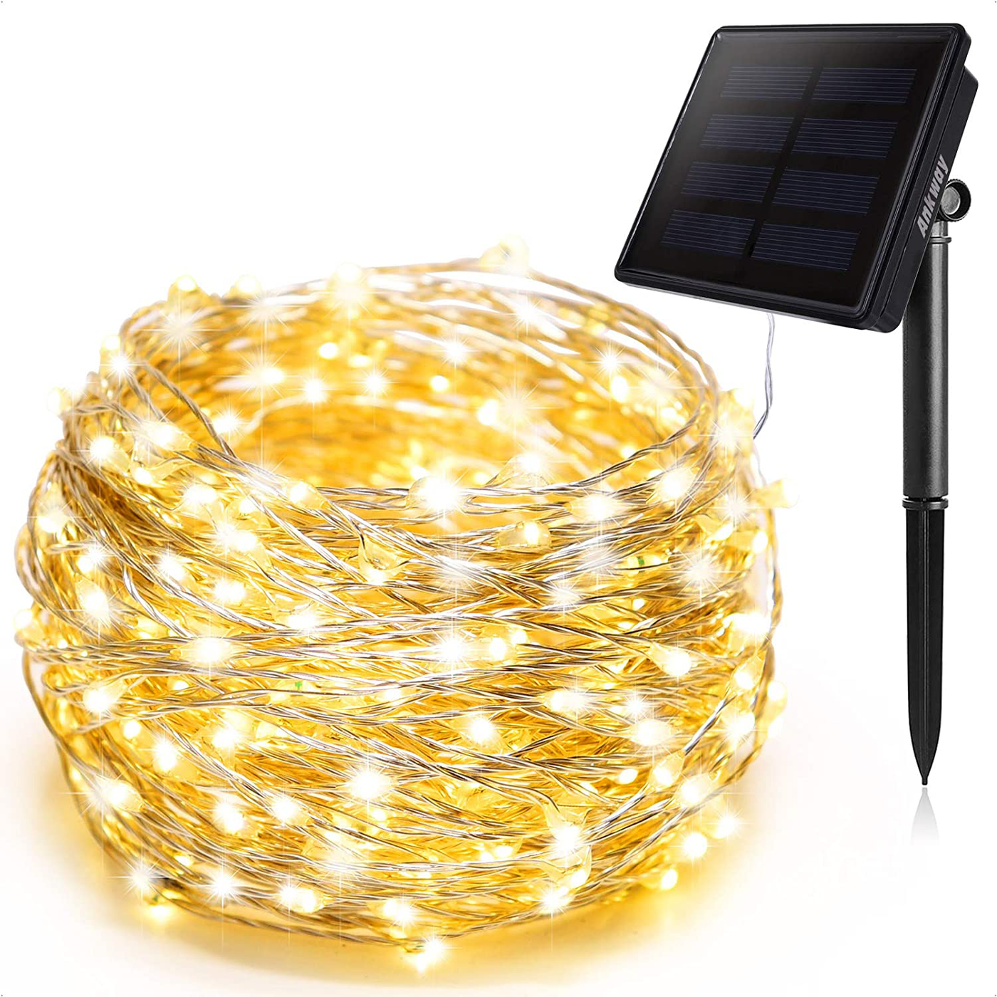 Solar String Lights Warm White, Ankway 200 LED Solar Powered String Lights 3-Strand 8 Modes 72 ft Waterproof IP65 Solar Fairy Lights for Outdoor Home Window Bedroom Patio Garden Tree Wedding Party