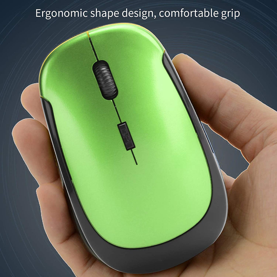 Wireless Mouse 2.4G Wreless Frequency Hopping Adjustable Optical USB Receiver Notebook Computer Accessories 1600dpi Silent Micro Motion Design Lightweight and Portable(Green)
