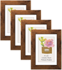 SPEPLA 5x7 picture frame set of 4, Display Photo 5 x 7 with mat or 6x8 without mat, Wooden Rustic Picture Frame for Wall or Tabletop, Brown