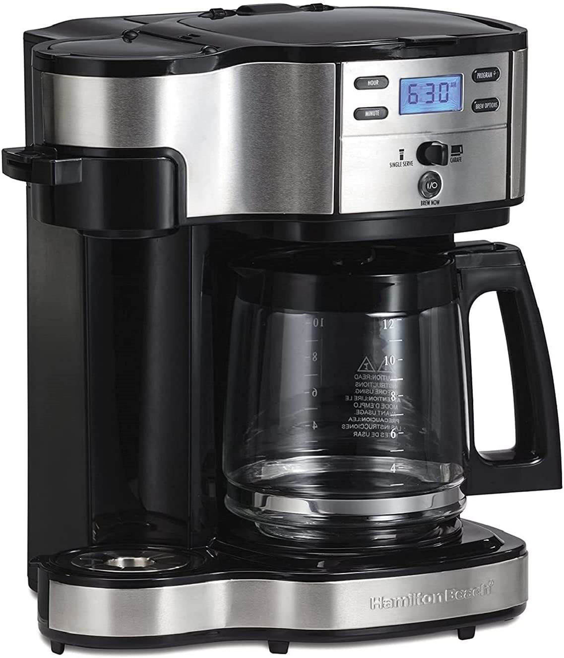 Hamilton Beach 2-Way Brewer Coffee Maker, Single-Serve and 12-Cup Pot, White (49933)