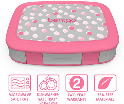 Bentgo Kids Prints Leak-Proof, 5-Compartment Bento-Style Kids Lunch Box - Ideal Portion Sizes for Ages 3 to 7 - BPA-Free, Dishwasher Safe, Food-Safe Materials - 2021 Collection (Trucks)
