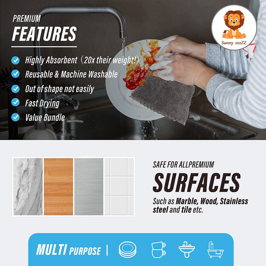 18 Pack Reusable Microfiber Cleaning Cloth Set 