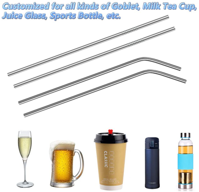 YIMICOO 4PCS Reusable Metal Straws,8.5" Stainless Steel Straws with Case -Cleaning Brush for 20/30 Oz for Tumblers (Silver)