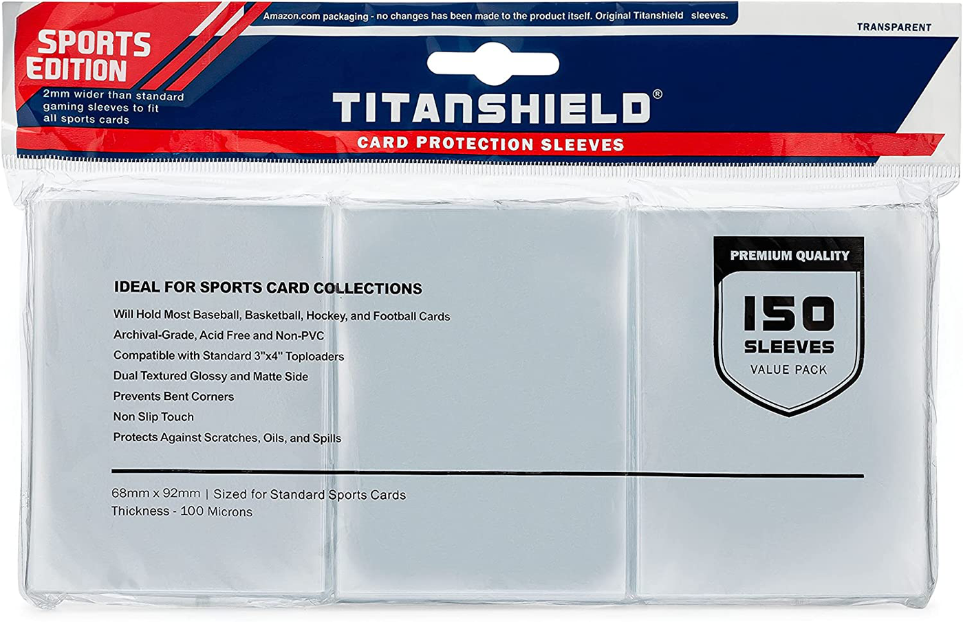 TitanShield (150 Sleeves / Clear Standard Size Board Game and Matte Trading Card Sleeves Deck Protector for Magic The Gathering MTG, Pokemon, Baseball Collection, Dropmix