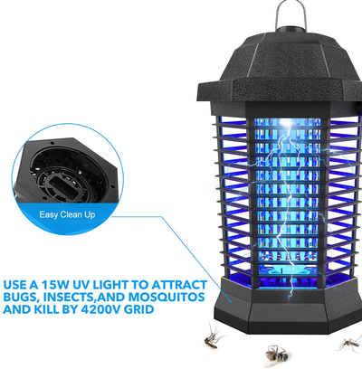 Bug Zapper, Electric Mosquito Zapper Outdoor, Insect Trap Indoor, Electronic Insect Killer for Garden Patio