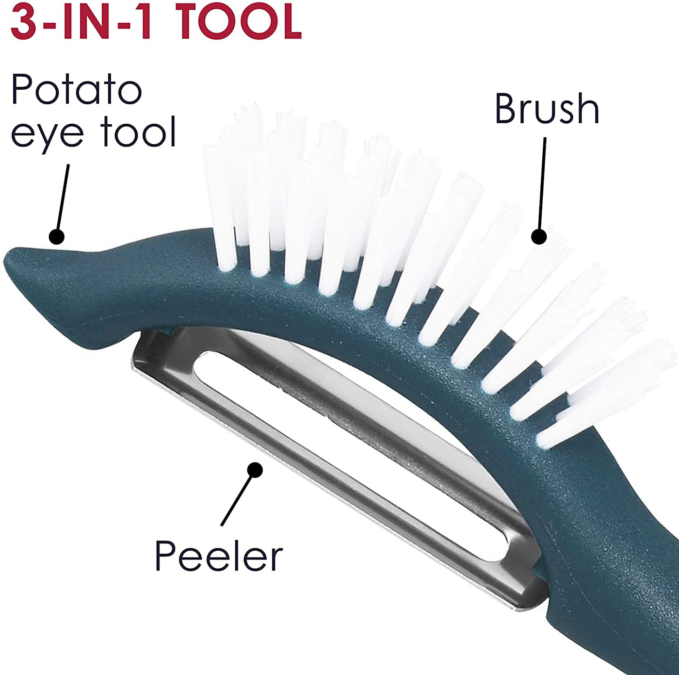 3 in 1 Vegetable/Fruit Peeler with Brush