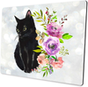 Black Cat Floral Watercolor Mouse Pad Cute Cat Lover Gift Desk Accessories Decor for Women Computer Mousepad School Supplies