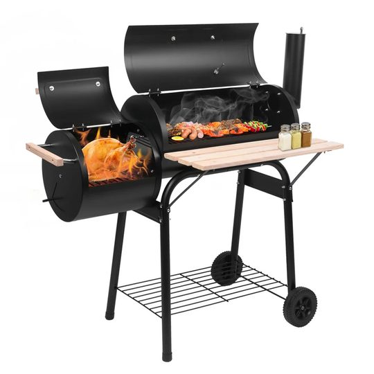 Outdoor BBQ Charcoal Grill Barbecue Pit with Offset Smoker