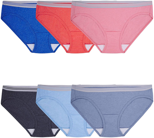 Women's Fruit of the Loom 6 Pack Low Rise Hipster Assorted