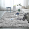 Soft Warm Indoor Fluffy 4x5.3 Area Rugs for Kids Play, Luxury Shag Rug Faux Fur Non-Slip Floor Carpet for Bedroom Living Room Kitchen Nursery Pure Grey