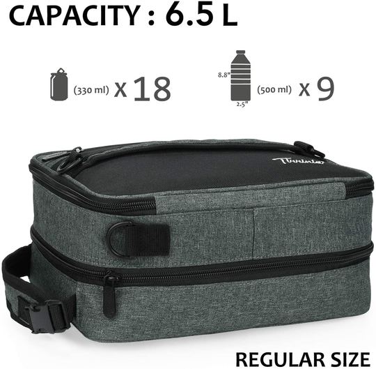 Expandable Insulated Lunch Bag, Leakproof Flat Lunch Cooler Tote with Shoulder Strap for Men and Women, Suitable for Work & Office by Tirrinia, Charcoal