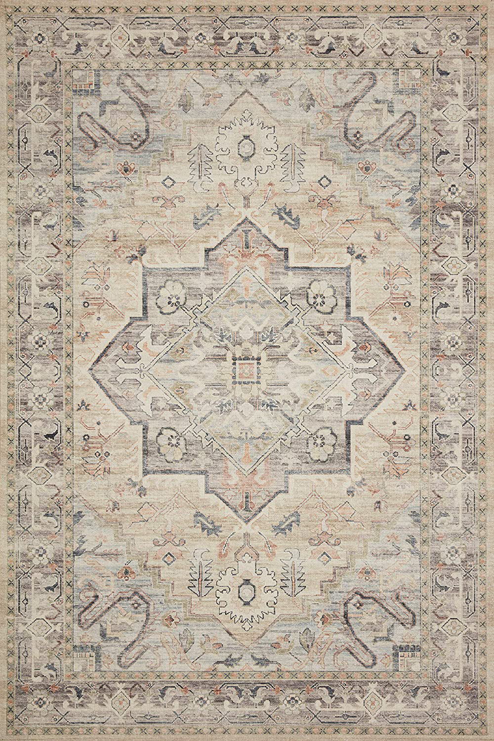 Loloi II Hathaway Collection HTH-02 Denim / Multi, Traditional Runner Rug, 2'-6" x 7'-6"