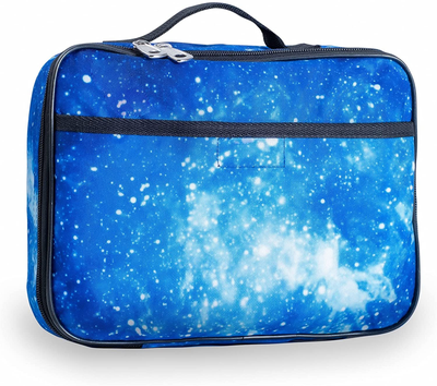 Fenrici Galaxy Lunch Box for Boys, Girls, Kids Insulated Lunch Bag, Perfect for Preschool, K-6, Soft Sided Compartments, Spacious, BPA Free, Food Safe,10.8in x 9.2in x 3.8in (Galaxy-Blue)