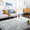 Safavieh Brentwood Collection BNT899M Traditional Oriental Distressed Non-Shedding Stain Resistant Living Room Bedroom Area Rug, 6'7" x 6'7" Square, Blue / Yellow