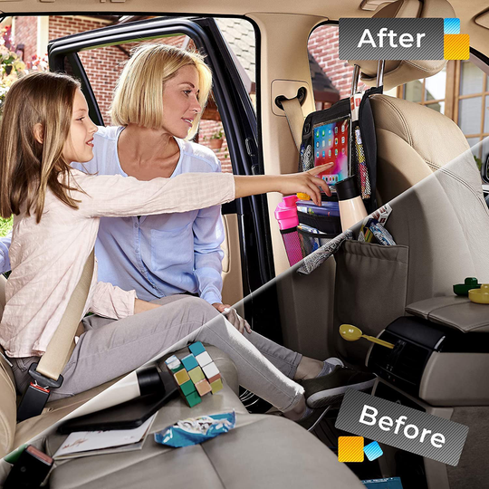 Pack of 2 Backseat Car Organizer, Kick Mats Back Seat Protector with Touch Screen Tablet Holder