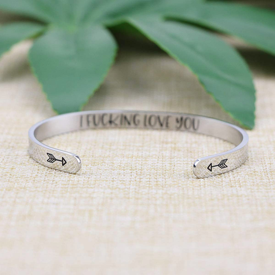 Joycuff Inspirational Bracelets for Women Mom Personalized Gift for Her Engraved Mantra Cuff Bangle Crown Birthday Jewelry